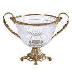 Чаша из прозрачного стекла с ручками и ободком из бронзы Eden Garden варинант исполнения - 1 | Loft Concept в Барнауле