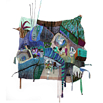 Панно гобелен яркие Пространство-Время TimeSpace Blue варинант исполнения - 2 | Loft Concept в Барнауле