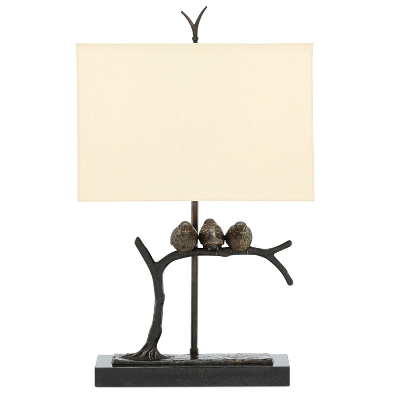 Настольная лампа Птицы на изогнутой ветке Lamp Tit Бронза Черный Бежевый в Барнауле | Loft Concept 