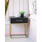 Приставной столик с резным узором на выдвижном ящике Black Table Carved Pattern варинант исполнения - 8 | Loft Concept в Барнауле