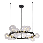 Люстра круглая подвесная с 15-ю прозрачными шарообразными плафонами из стекла Iona chandelier варинант исполнения - 7 | Loft Concept в Барнауле