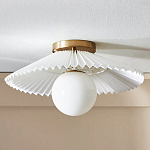 Потолочный светильник с белым плиссированным абажуром Headquarters варинант исполнения - 1 | Loft Concept в Барнауле