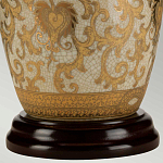 Настольная лампа с фарфоровым основанием с декоративным орнаментом и белым абажуром на темной круглой подставке Elstead Lighting варинант исполнения - 9 | Loft Concept в Барнауле