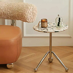 Дизайнерский журнальный стол с круглой столешницей на изогнутых стальных ножках Obafaby варинант исполнения - 1 | Loft Concept в Барнауле