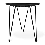 Стол журнальный с круглой столешницей из стекла на 3-х черных ножках Beige Marble варинант исполнения - 4 | Loft Concept в Барнауле