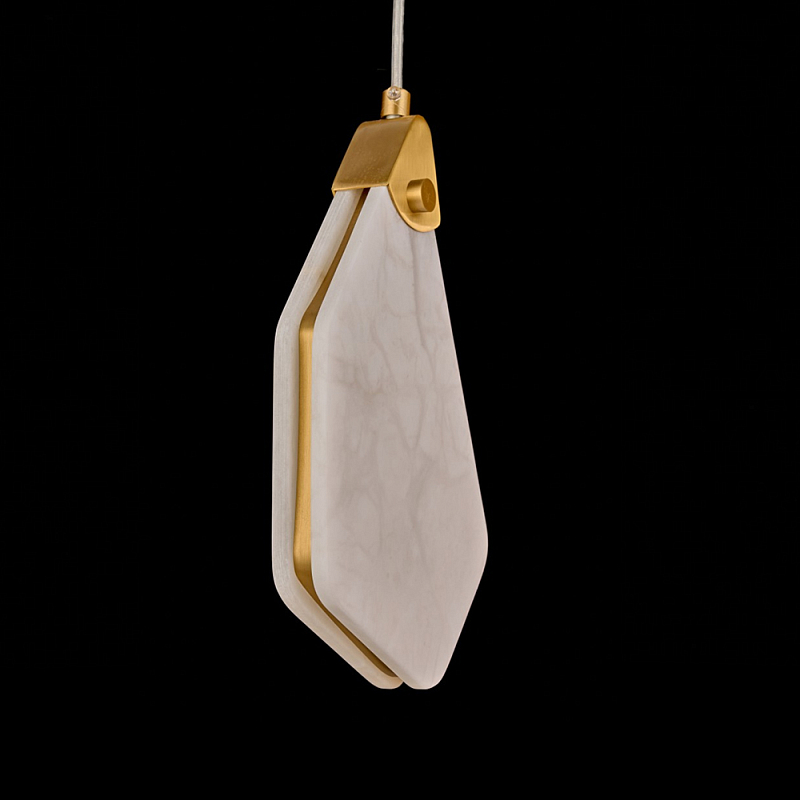 Подвесной светильник фигурный плафон Stone Polygon Белый Латунь в Барнауле | Loft Concept 