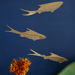 Обои с вышивкой ручной работы Deco Fish Aurum colourway on Caribbean Sea slub silk варинант исполнения - 1 | Loft Concept в Барнауле