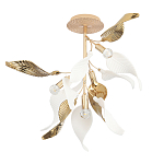 Люстра потолочная с белыми матовыми и золотыми глянцевыми листьями Wintery flovers варинант исполнения - 1 | Loft Concept в Барнауле