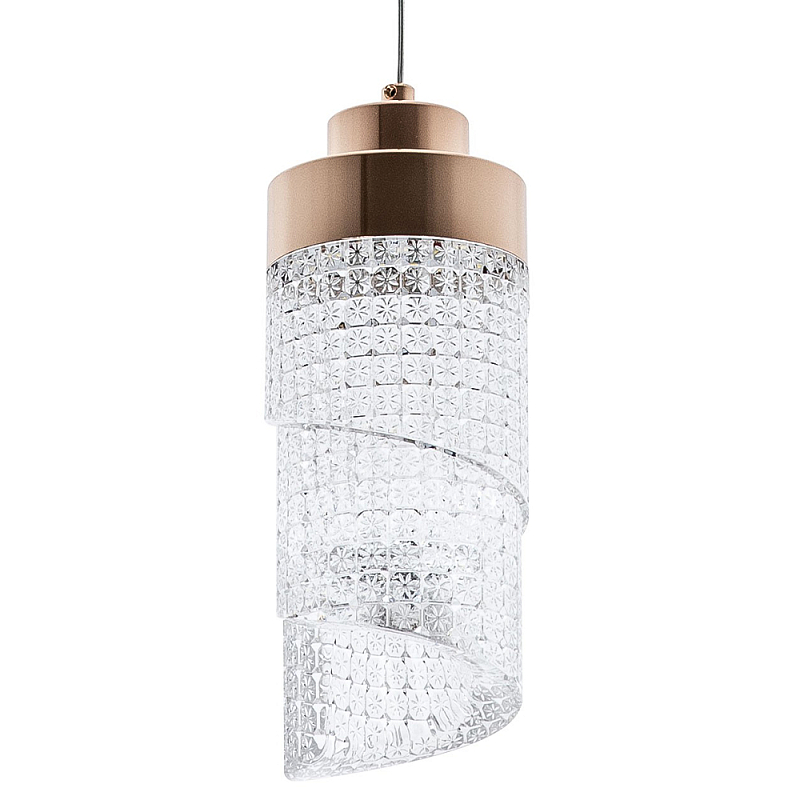 Подвесной светильник со спиралевидным плафоном из акрила Spiral Acrylic Gold Hanging Lamp Глянцевое золото Прозрачный Подвесной светильник со спиралевидным плафоном из акрила Spiral Acrylic Gold Hanging Lamp Глянцевое золото Прозрачный в Барнауле | Loft Concept