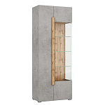 Шкаф-витрина с фасадом цвета серый бетон и стеклянными дверками Grace of Furniture варинант исполнения - 2 | Loft Concept в Барнауле