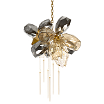 Люстра подвесная со стеклянными плафонами из дымчатого и золотистого с шестью вертикальными подвесками Gilded Mirage  варинант исполнения - 1 | Loft Concept в Барнауле