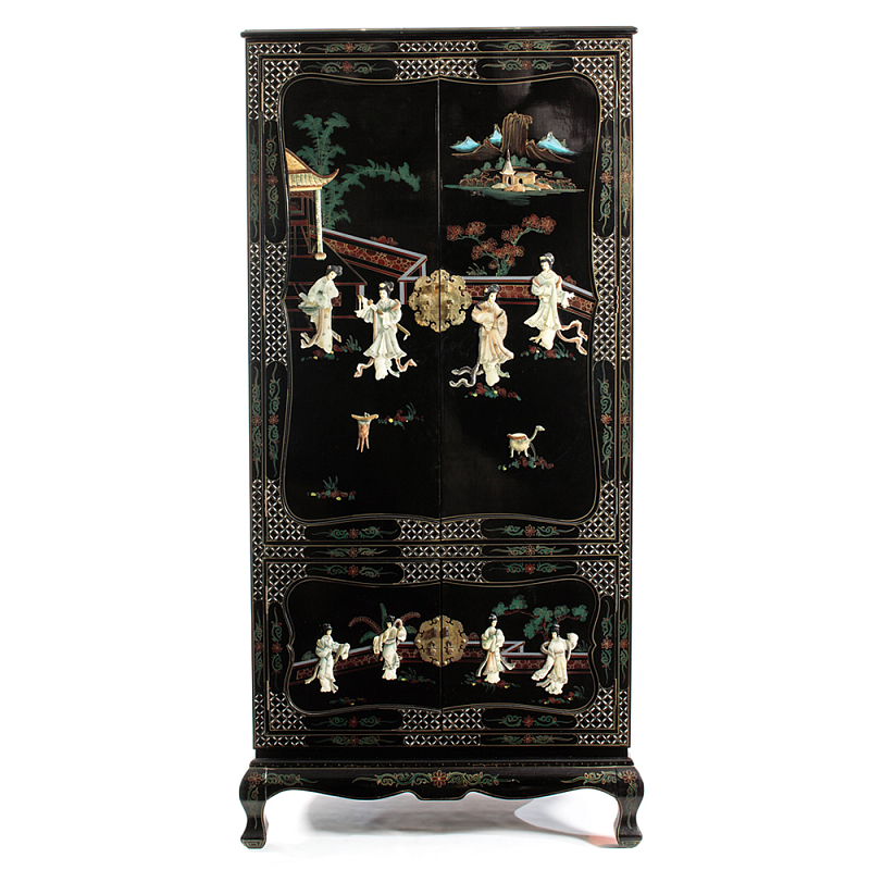 Шкаф черный в китайском стиле Chinese Cabinet Black Черный Мульти Шкаф черный в китайском стиле Chinese Cabinet Black Черный Мульти в Барнауле | Loft Concept