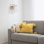 Бра золотого цвета с ветвями и белыми овальными стеклянными подвесками Droplet Chandelier варинант исполнения - 7 | Loft Concept в Барнауле