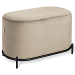 Банкетка овальная бежевый велюр на 4-х металлических ножках черного цвета SANJAY варинант исполнения - 1 | Loft Concept в Барнауле