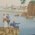 Обои ручная роспись Views of Italy Olive варинант исполнения - 1 | Loft Concept в Барнауле