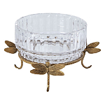 Чаша из прозрачного стекла на бронзовых ножках в виде стрекоз Eden Garden варинант исполнения - 1 | Loft Concept в Барнауле