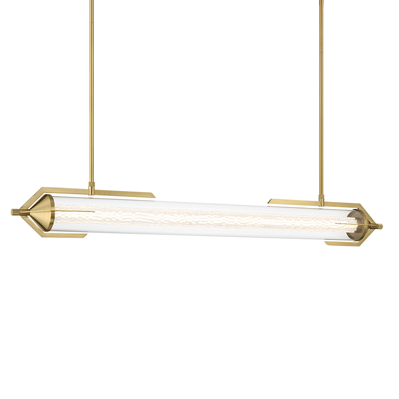 Подвесной светильник линейный золотого цвета с длинной цилиндрической стеклянной трубкой Eurofase Прозрачное Стекло Золотой в Барнауле | Loft Concept 