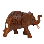 Статуэтка из дерева суар в виде слона в традиционном облачении Little Elephant варинант исполнения - 2 | Loft Concept в Барнауле