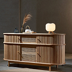 Дизайнерский комод овальный с фактурным фасадом и вставками из плетеных элементов Ambar варинант исполнения - 2 | Loft Concept в Барнауле