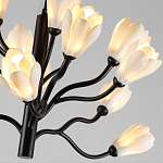 Люстра подвесная черного цвета с ветвями и белыми фарфоровыми цветами Floralis варинант исполнения - 6 | Loft Concept в Барнауле
