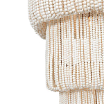 Трехъярусная люстра с подвесками из круглых деревянных бусин белая White Beads Three-tier Chandelier  варинант исполнения - 5 | Loft Concept в Барнауле