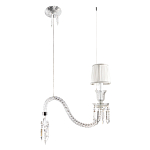 Подвесной светильник с белым текстильным абажуром и изогнутым хрустальным основанием с подвесками Lustre Reverie варинант исполнения - 2 | Loft Concept в Барнауле