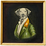 Картина в квадратной раме Chinoiserie Grey Dog Portrait варинант исполнения - 1 | Loft Concept в Барнауле