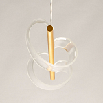 Люстра линейная золотистого цвета с двумя прозрачными волнистыми элементами Wave Line варинант исполнения - 8 | Loft Concept в Барнауле