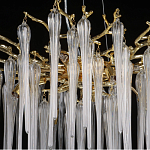 Люстра золотого цвета с декоративными ветками и длинными прозрачными стеклянными подвесами в форме сосулек Droplet Chandelier варинант исполнения - 10 | Loft Concept в Барнауле