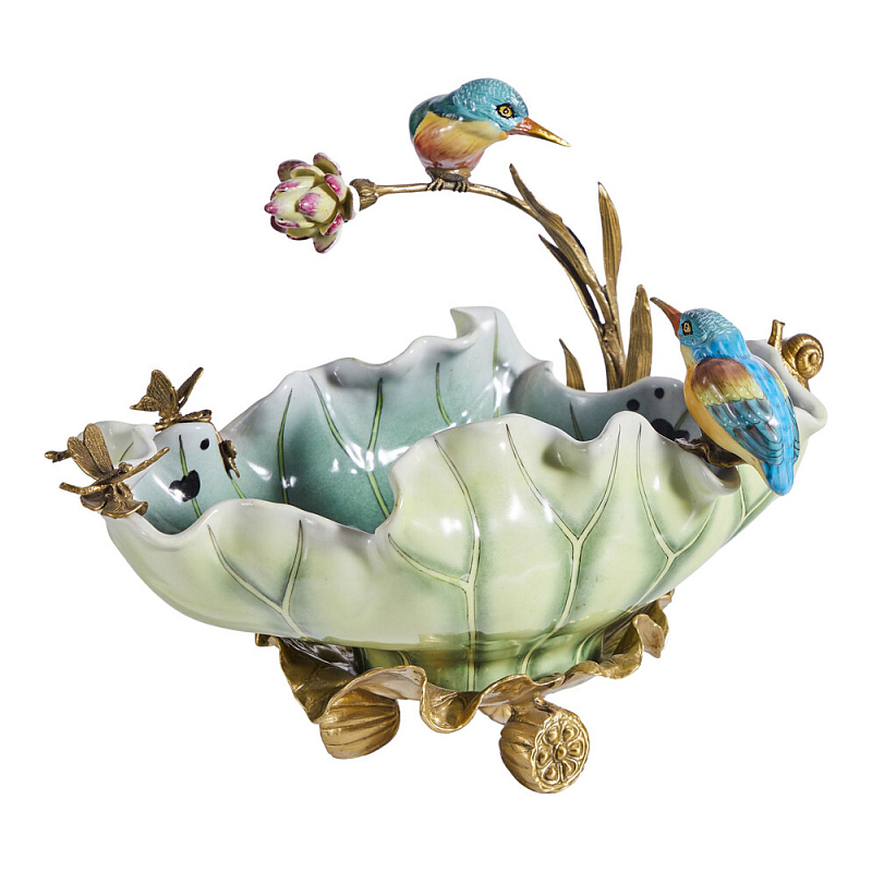 Чаша в виде листка лотоса с птицами Eden Garden Мульти Бронза в Барнауле | Loft Concept 