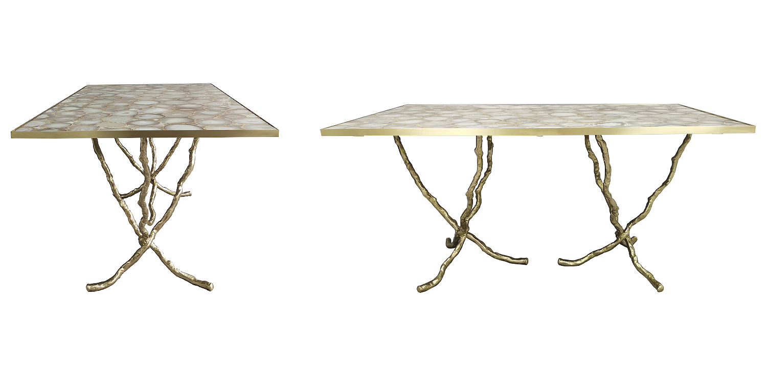 Обеденный стол Agate Design Beige Gold Dining Table Обеденный стол Agate Design Beige Gold Dining Table - Loft-Concept в Барнауле