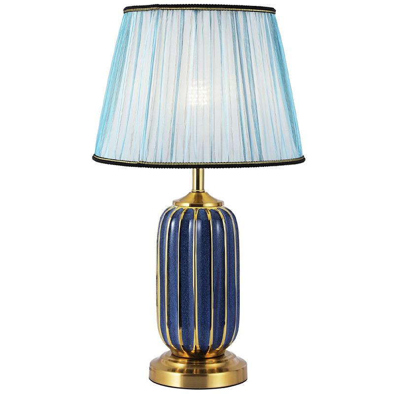 Настольная лампа с абажуром Terenzio Blue Table Lamp Синий Золотой Голубой Настольная лампа с абажуром Terenzio Blue Table Lamp Синий Золотой Голубой в Барнауле | Loft Concept