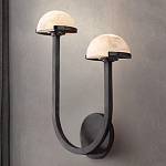 Бра с 2-мя мраморными плафонами на черном корпусе Light Warm Light варинант исполнения - 3 | Loft Concept в Барнауле