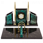 Настольный письменный набор из змеевика с часами Successful Leader варинант исполнения - 1 | Loft Concept в Барнауле