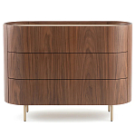 Комод округлой формы с тремя ящиками Walnut and Leather варинант исполнения - 1 | Loft Concept в Барнауле