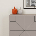 Комод бежево-серый с 4-мя дверцами с геометрическим рисунком на металлических ножках DUNE CONSOLE LIGHT MOCHA варинант исполнения - 4 | Loft Concept в Барнауле