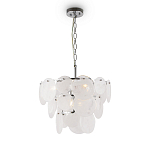 Люстра из белых стеклянных дисков на серебрянном каркасе White Glowing Reflectors варинант исполнения - 3 | Loft Concept в Барнауле