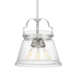 Подвесной светильник с прозрачным стеклянным плафоном в форме колокола с эффектом пузырьков и тремя лампами Quoizel варинант исполнения - 1 | Loft Concept в Барнауле