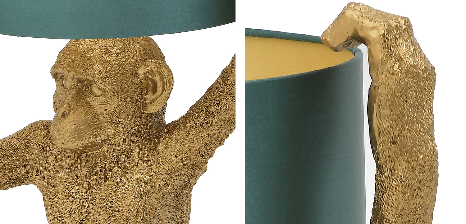 Настольная лампа Gold Monkey Holding Lampshade Настольная лампа Gold Monkey Holding Lampshade - Loft-Concept в Барнауле