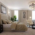 Кровать двуспальная бежевая с основанием из массива дерева с мягким изголовьем Flax Beds варинант исполнения - 4 | Loft Concept в Барнауле