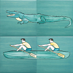 Плитка с узором Крокодил байдарочник варинант исполнения - 1 | Loft Concept в Барнауле