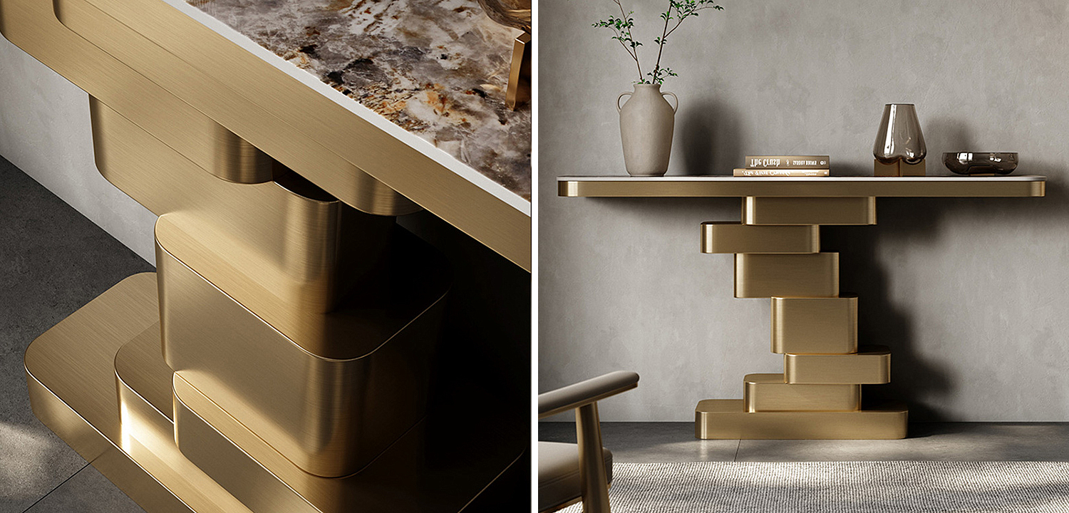 Консоль Maja Marble Metal Console Table Brass Консоль Maja Marble Metal Console Table Brass - Loft-Concept в Барнауле