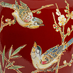 Настольная лампа бордовая с изображением птиц Slip Away варинант исполнения - 6 | Loft Concept в Барнауле