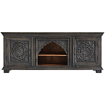 Деревянная ТВ-тумба из массива манго с резьбой Essua Grey Mango TV stand варинант исполнения - 1 | Loft Concept в Барнауле