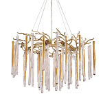 Люстра подвесная золотого цвета с разветвленными ветвями и прозрачными стеклянными подвесками Droplet Chandelier варинант исполнения - 1 | Loft Concept в Барнауле