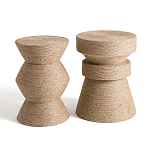 Приставной стол с отделкой из джута Juti D35 см варинант исполнения - 5 | Loft Concept в Барнауле