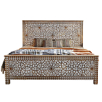 Двуспальная кровать из массива манго с резьбой Celestino Grey Mango Bed варинант исполнения - 1 | Loft Concept в Барнауле