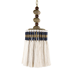 Подвесной светильник с подвесом из деревянных бусин и абажуром из кисточек Аmbiance варинант исполнения - 1 | Loft Concept в Барнауле