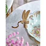 Чаша из голубого фарфора на бронзовых ножках с рисунком цветов и фигурками стрекоз Blue Garden варинант исполнения - 5 | Loft Concept в Барнауле