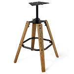 Барный стул со спинкой и металлической подставкой на 4-х деревянных ножках Бежевый Велюр Vendramin Chair варинант исполнения - 8 | Loft Concept в Барнауле